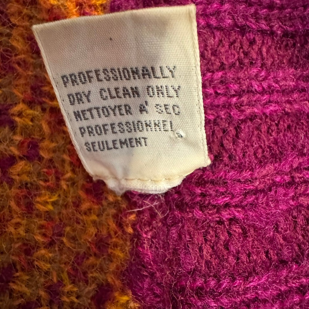 Vintage Mohair Blend Cardigan Sweater Paisley Floral Open Front Purple Orange - Picture 4 of 4